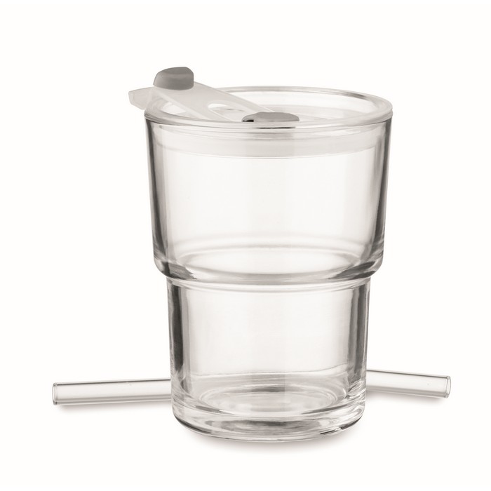 Glasbecher mit Trinkhalm 400ml