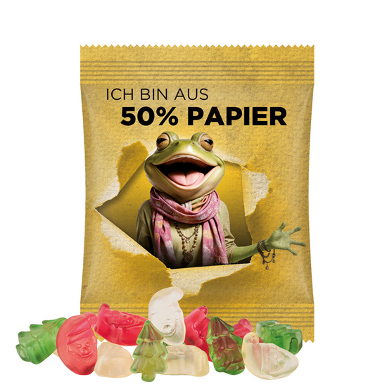 Minitüte, 10 g, Papierfolie weiß, Trolli Weihnachtsmischung