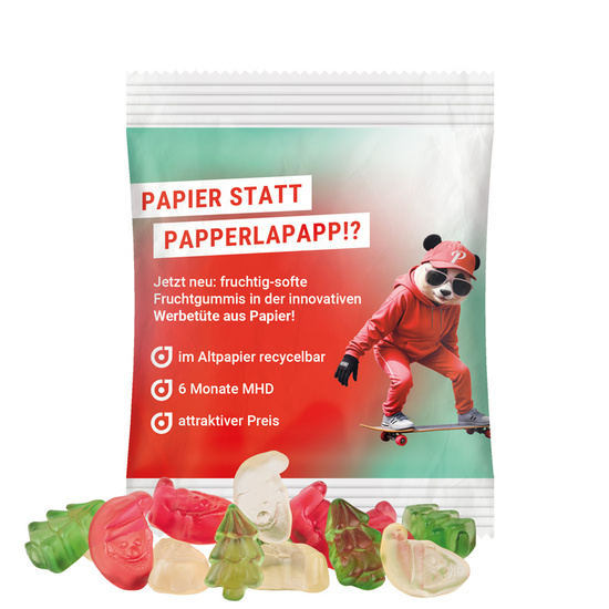 Minitüte, 15 g, recyclingfähiges Papier weiß, Trolli Weihnachtsmischung