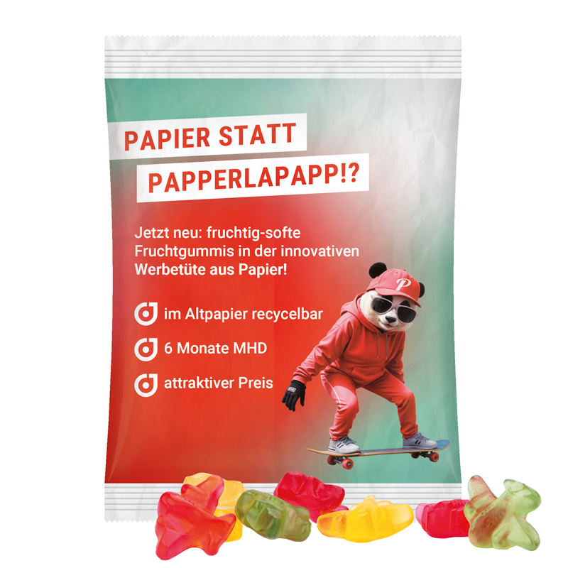 Maxitüte, recyclingfähiges Papier weiß, Trolli Flugzeuge