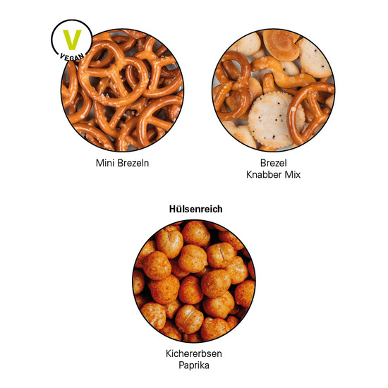 Snack Miditüte, Mini Brezeln, kompostierbare Folie weiß