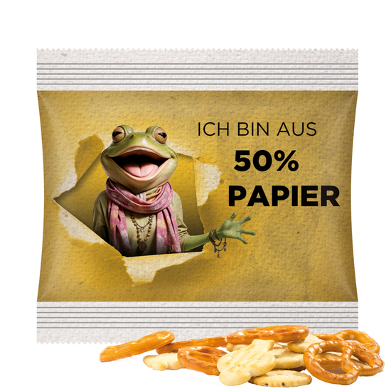 Snack Miditüte, Knabbermix, Folie mit ca. 50% Papieranteil, weiß
