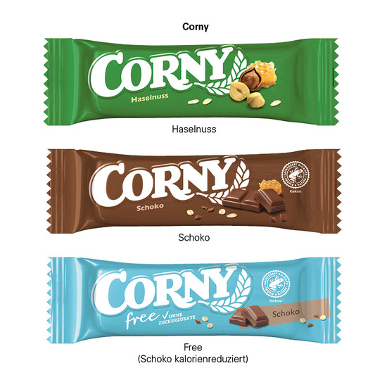 Corny Müsliriegel in Werbeschuber, free/Schoko