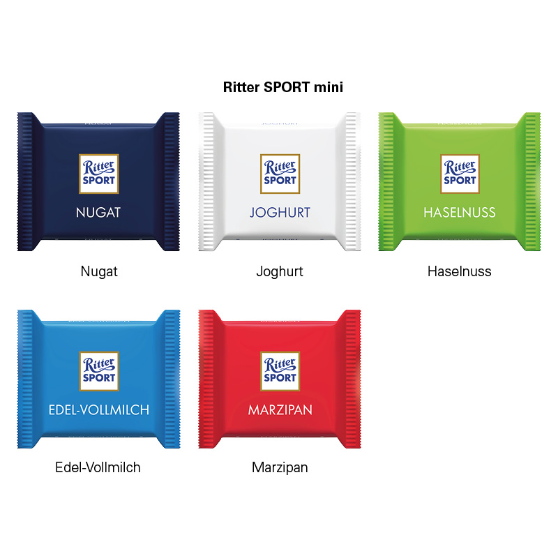 Werbekarte Midi, Ritter SPORT mini Nugat