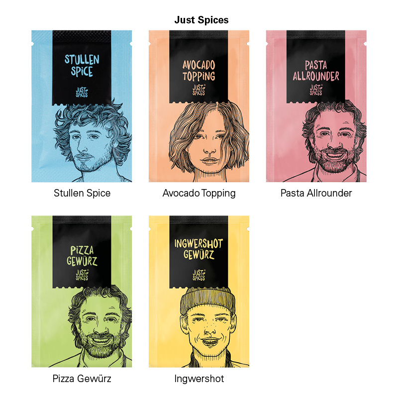 Werbekarte Midi, Just Spices Gewürztütchen Stullen Spice