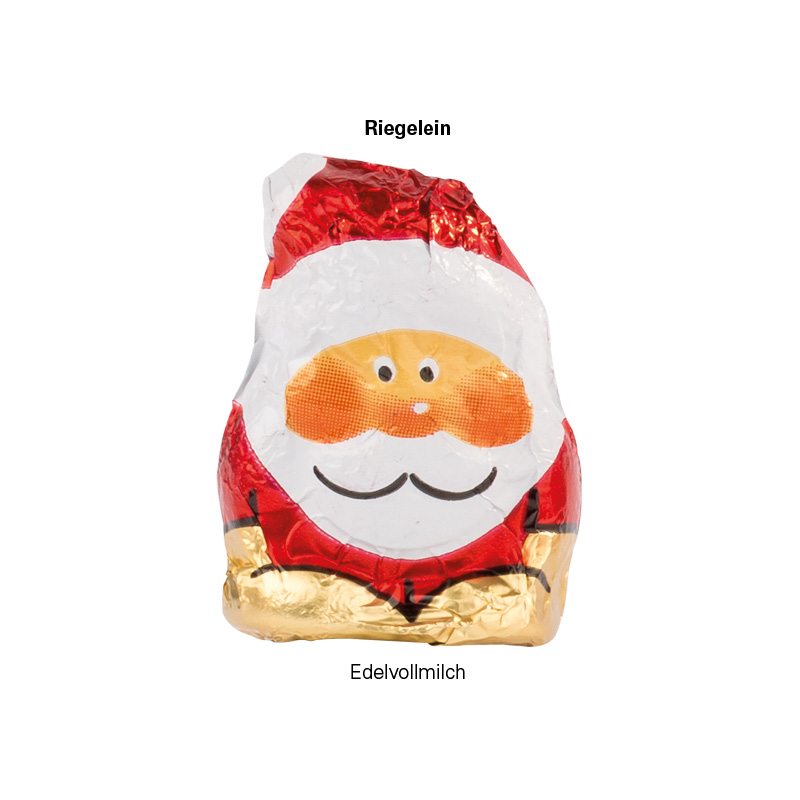 Werbeanhänger, Mini-Schoko Weihnachtsmann Edelvollmilch, 5 g massiv
