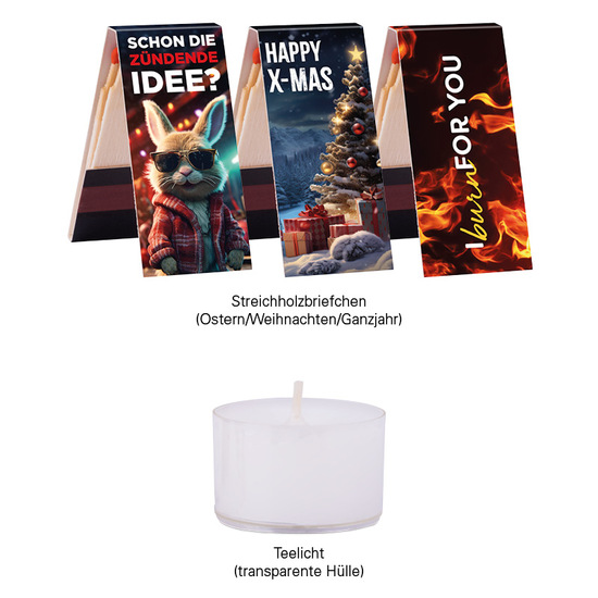 Klappbox S, Teelicht-Adventskranz & Streichhölzer