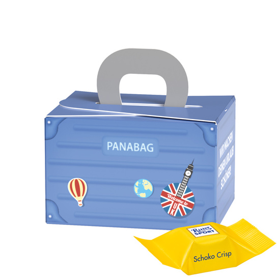 Geschenkbox Mini Koffer, Ritter SPORT Schokowürfel Schoko Crisp