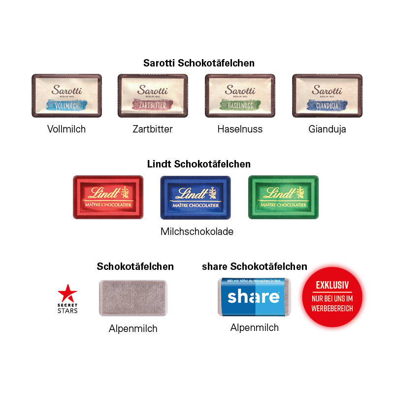 Täfelchen Adventskalender Haus, Lindt Schokotäfelchen