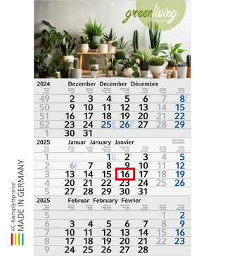3-Monats-Kalender Budget 3 green+blue, blau