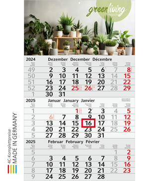 3-Monats-Kalender Budget 3 green+blue, rot