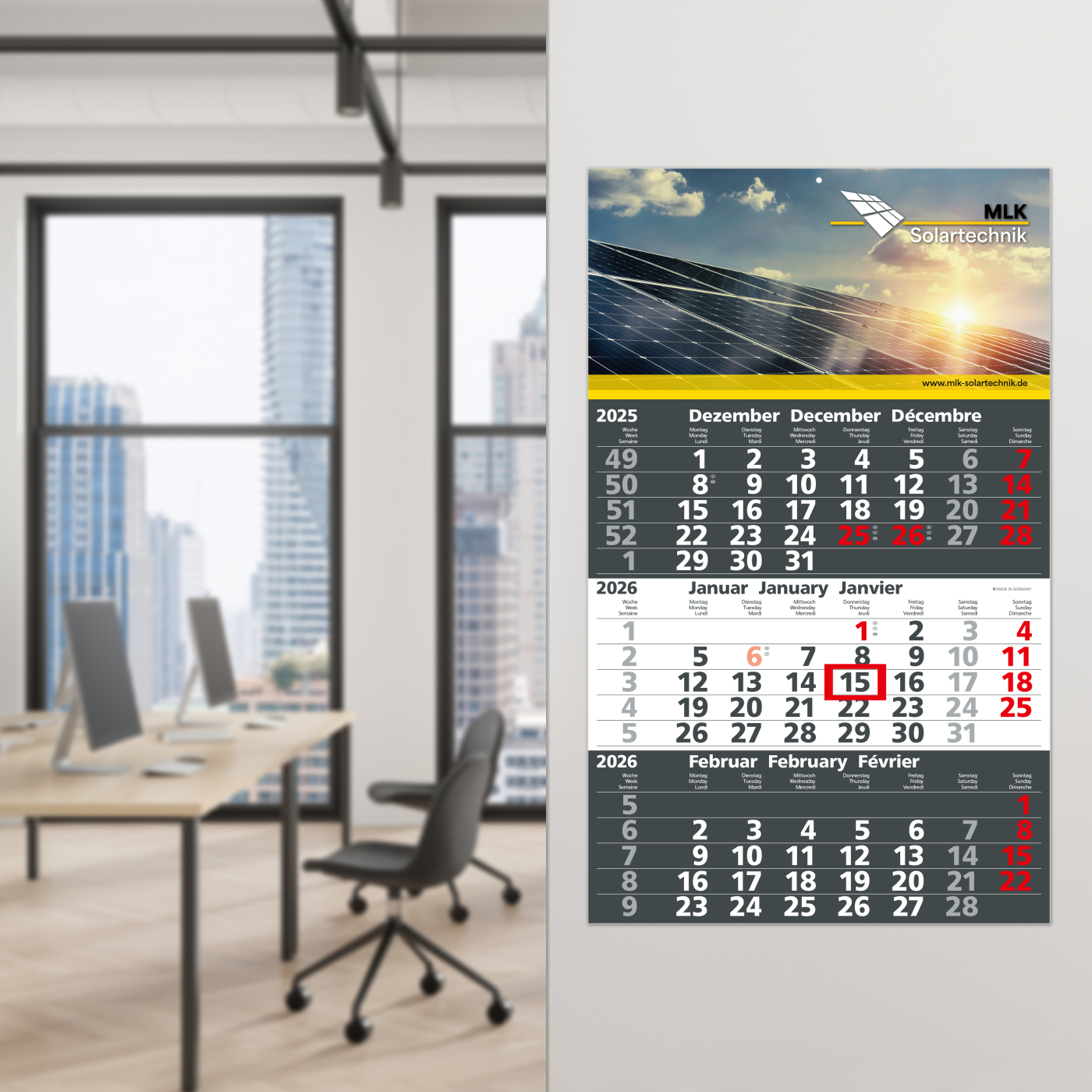 3-Monatskalender Solid 3 Bestseller (Einblatt)