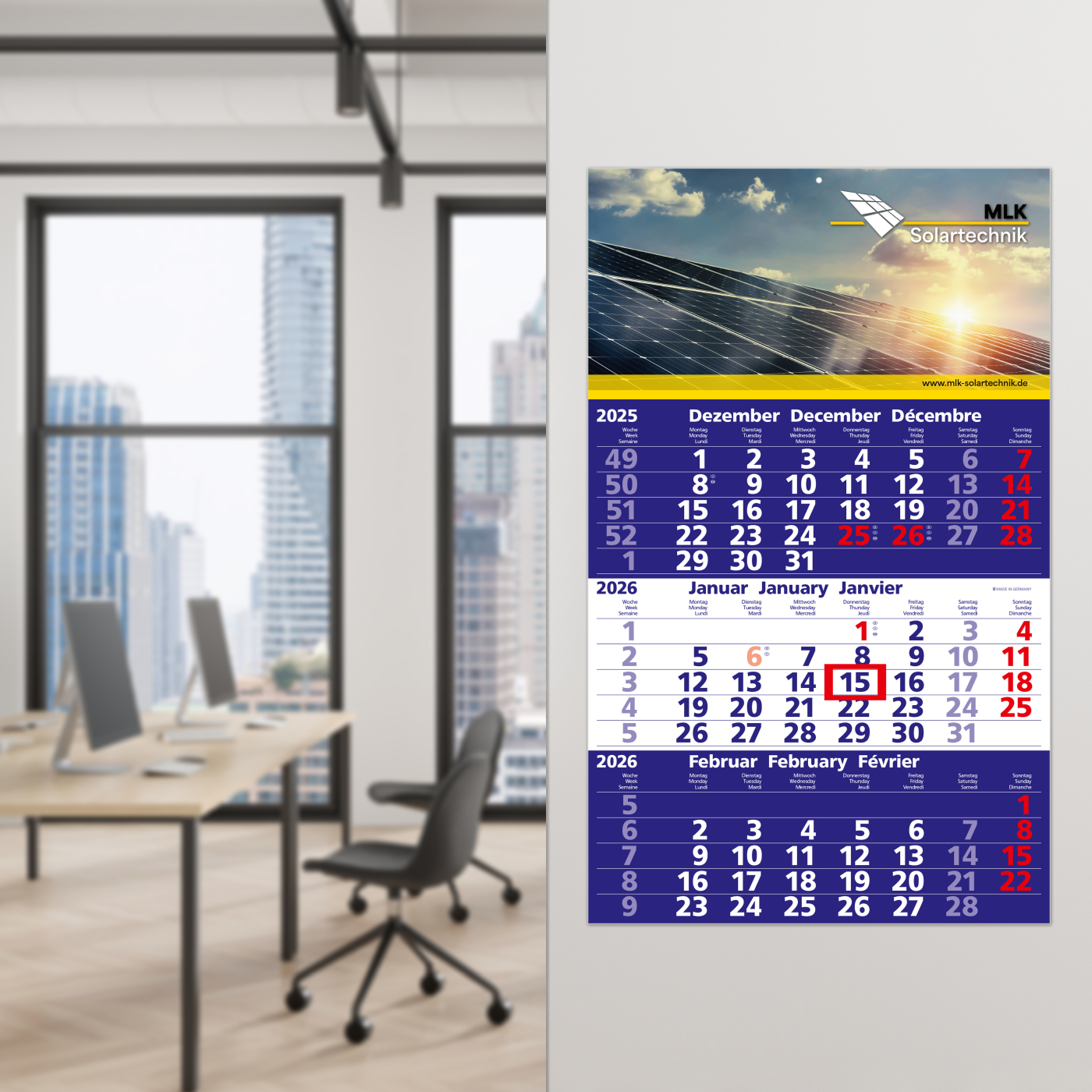 3-Monatskalender Solid 3 Bestseller (Einblatt)