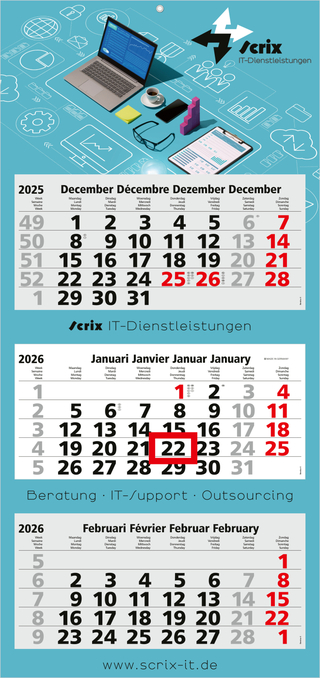 3-Monatskalender Maxi Light 3 Bestseller, Benelux (Mehrblock)