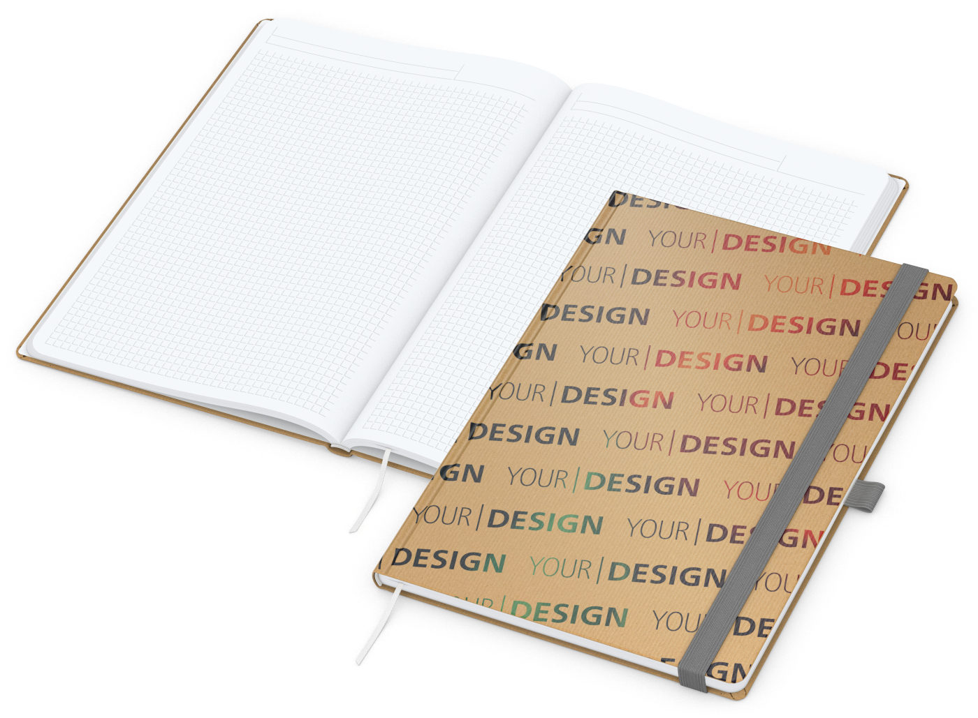 Notizbuch Match-Book White Bestseller, A4, Natura, braun-individuell, silbergrau