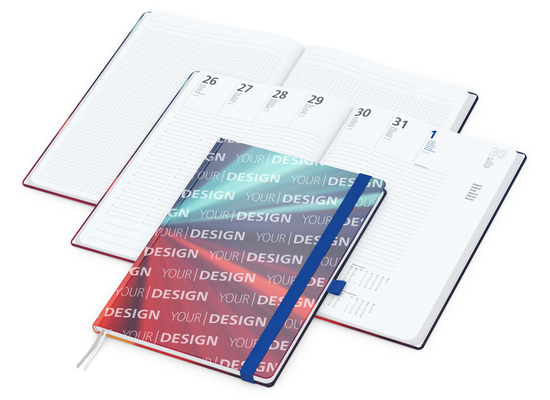 Wochenplaner Match-Hybrid White Bestseller, A4, Cover-Star matt, mittelblau