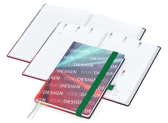 Wochenplaner Match-Hybrid White Bestseller, A5, Cover-Star gloss-individuell, grün