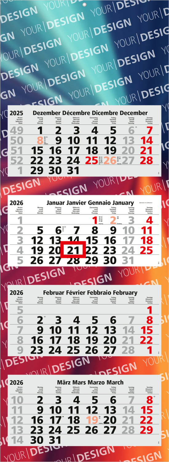 4-Monatskalender Quadro Light 4 Bestseller, Schweiz (Mehrblock)