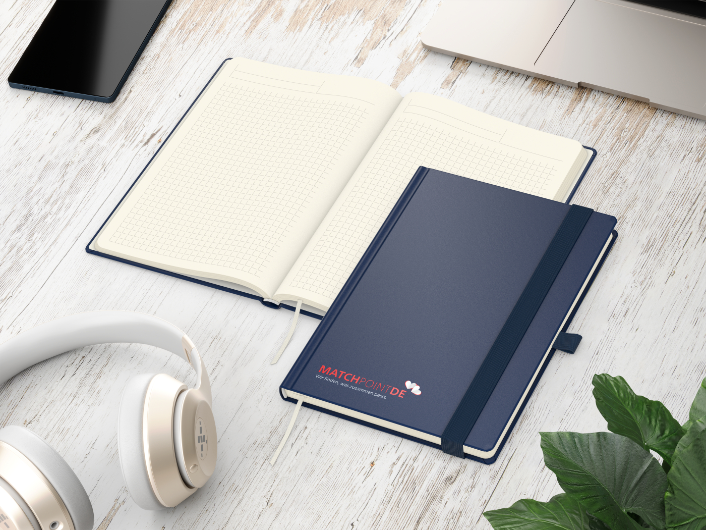 Notizbuch Vision-Book Creme Bestseller, A5, blau