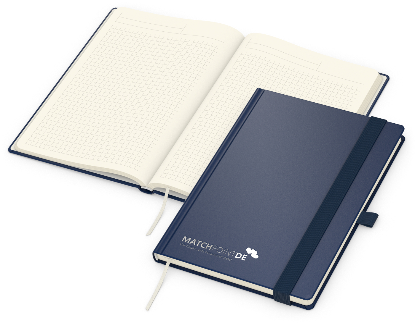Notizbuch Vision-Book Creme Bestseller, A5, dunkelblau inkl. Silberprägung