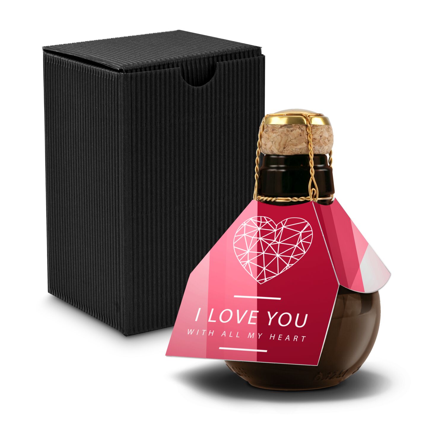 Origineller Sekt I love u - Karton Schwarz, 125 ml 2K1358p2