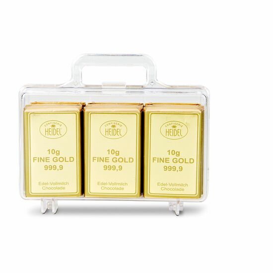 Geschenkartikel: Frohe Ostern Goldkoffer mit 12 Schokoladen Goldbarren (120 g) 2K1646