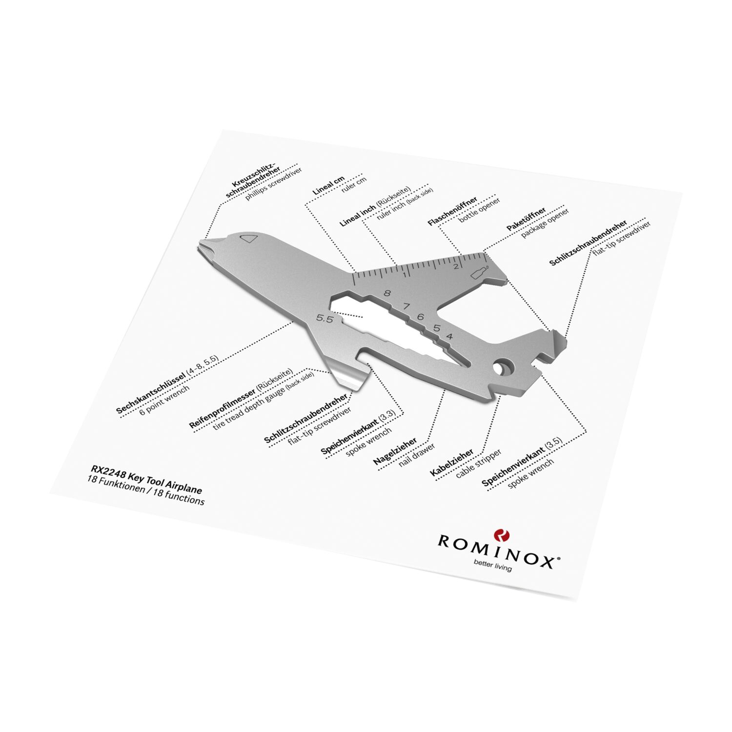 ROMINOX® Key Tool Airplane (18 Funktionen) Merry Christmas 2K2102g
