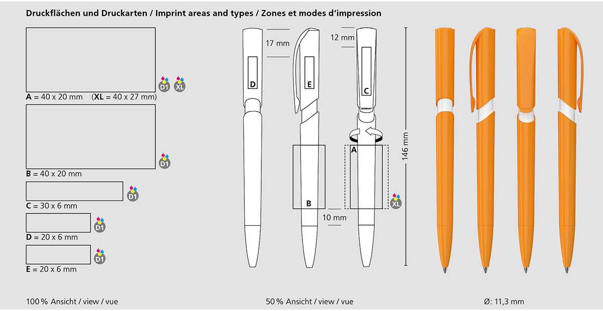 Klio-Eterna - Push high gloss - Druckkugelschreiber