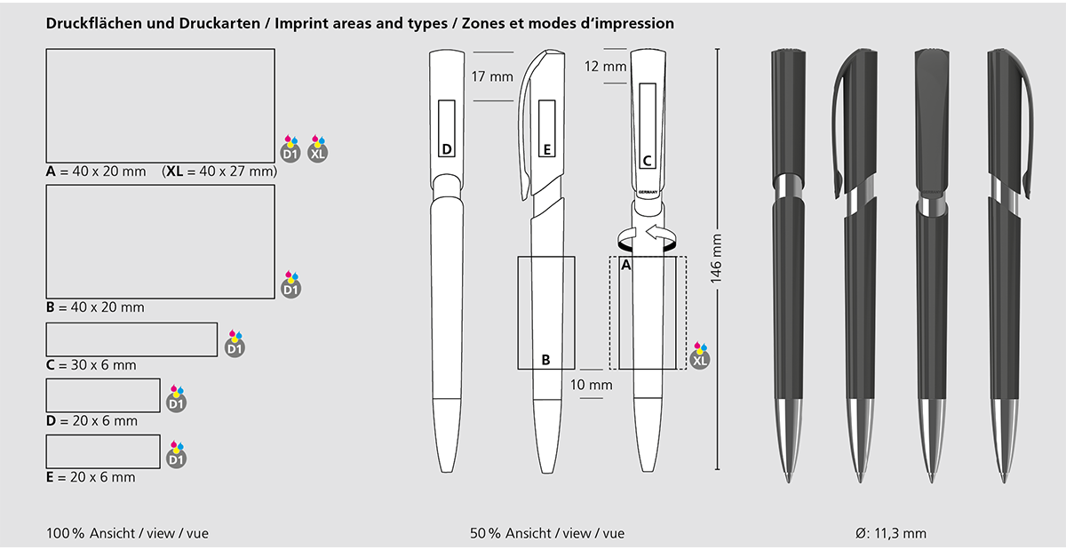 Klio-Eterna - Push high gloss Mn - Druckkugelschreiber