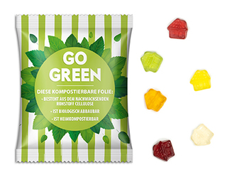Fruchtgummi Standardformen 15 g Haus transparente kompostierbare Folie