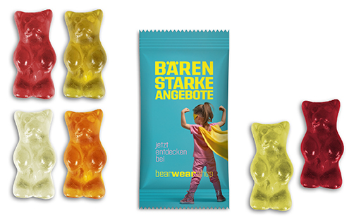 BigBär im Flowpack 10 g  Papier/PE-Verbundsfolie weiß
