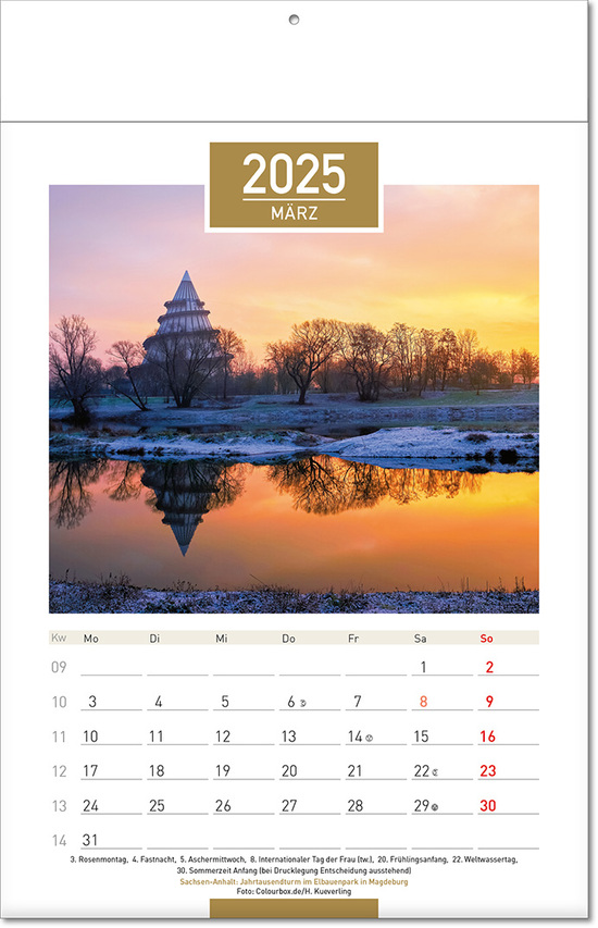 Kalender "Deutschland" im Format 24 x 37,5 cm, mit Fälzel
