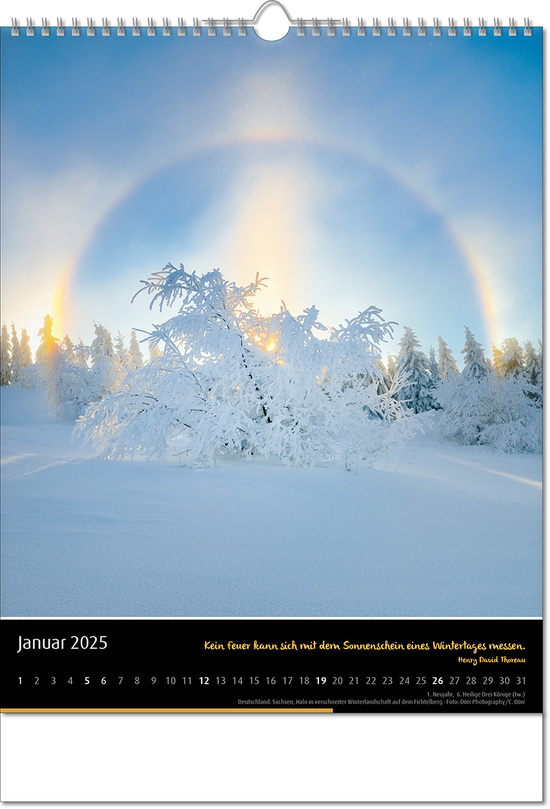 Kalender "Emotion" im Format 30,5 x 43,6 cm, mit Wire-O-Bindung und verlängerter Rückwand