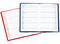 Taschenkalender "Status" im Format 9,5 x 16 cm, Kalendarium Grau/Rot, 32 Seiten gebunden + 16 Seiten ABC-Heft, eingesteckt in Slinky-Hülle bordeaux