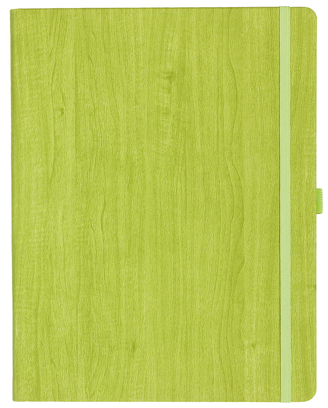 Notizbuch Style Large im Format 19x25cm, Inhalt blanco, Einband Woody in der Farbe Lime