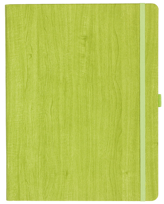 Notizbuch Style Large im Format 19x25cm, Inhalt blanco, Einband Woody in der Farbe Lime
