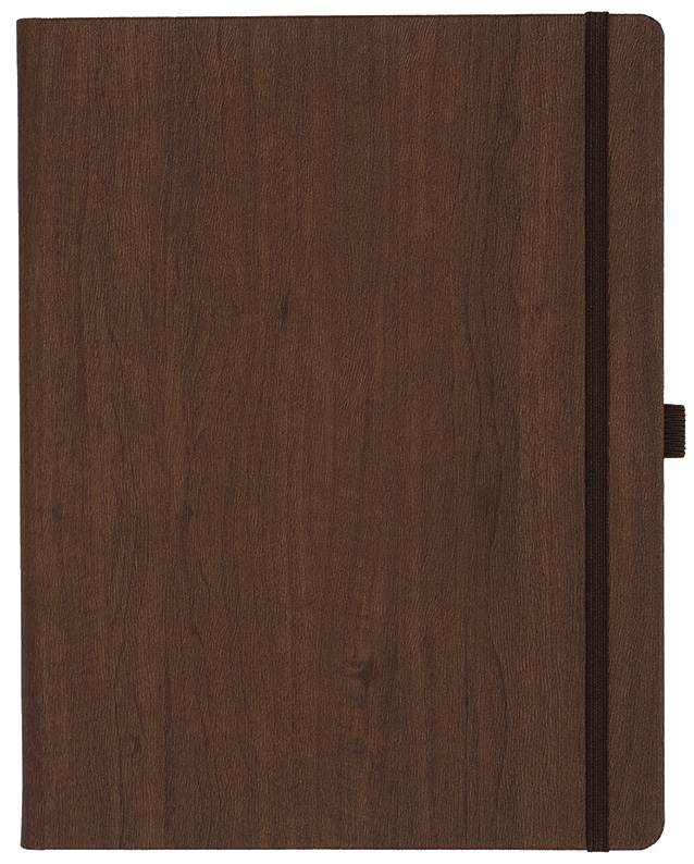 Notizbuch Style Large im Format 19x25cm, Inhalt kariert, Einband Woody in der Farbe Brown