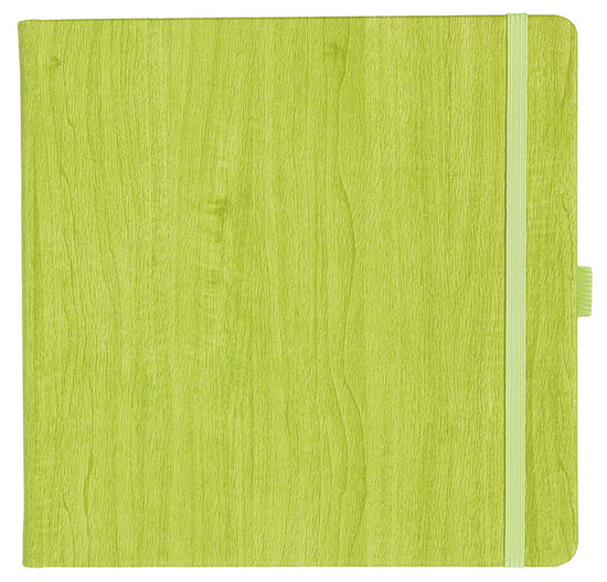 Notizbuch Style Square im Format 17,5x17,5cm, Inhalt blanco, Einband Woody in der Farbe Lime