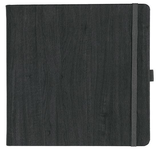 Notizbuch Style Square im Format 17,5x17,5cm, Inhalt kariert, Einband Woody in der Farbe Charcoal