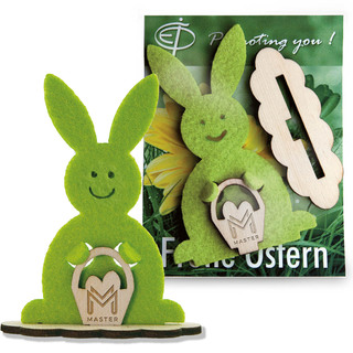 Steckfigur Hase in Werbekarte - Hase mit Lasergravur