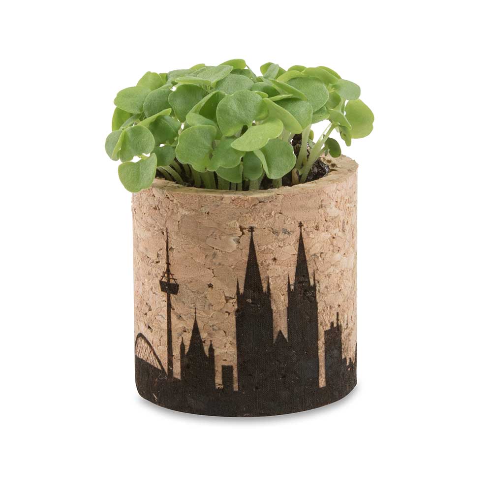 Pflanz-Kork rund mit Samen - Gartenkresse, Rundum-Lasergravur