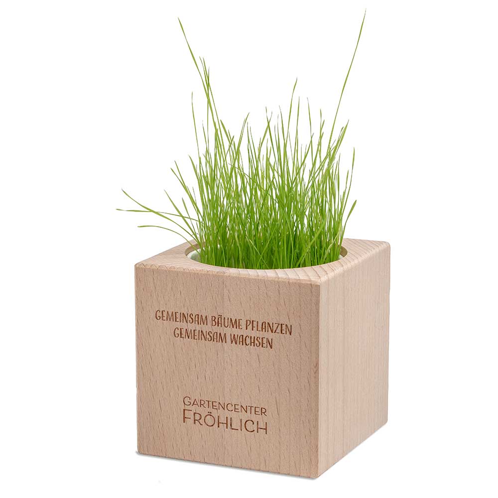 Pflanz-Holz Grande mit Samen - Ringelblume, 2 Seiten gelasert