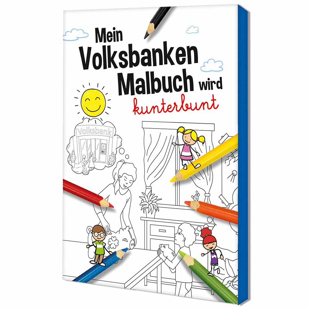 Malbuch / Mal-Set A6 - Volksbanken&Raiffeisenbanken - Malset mit 2-c Logoeindruck