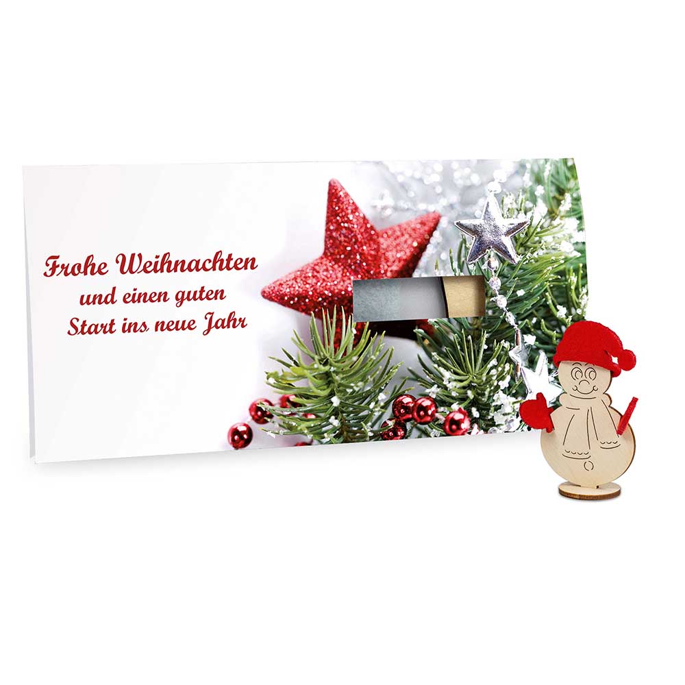 Steckfiguren-Karte Filz - Schneemann 4/0-c