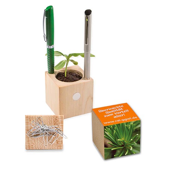 Pflanz-Holz Büro Xmas mit Fichtensamen - Fichte, 1 Seite gelasert