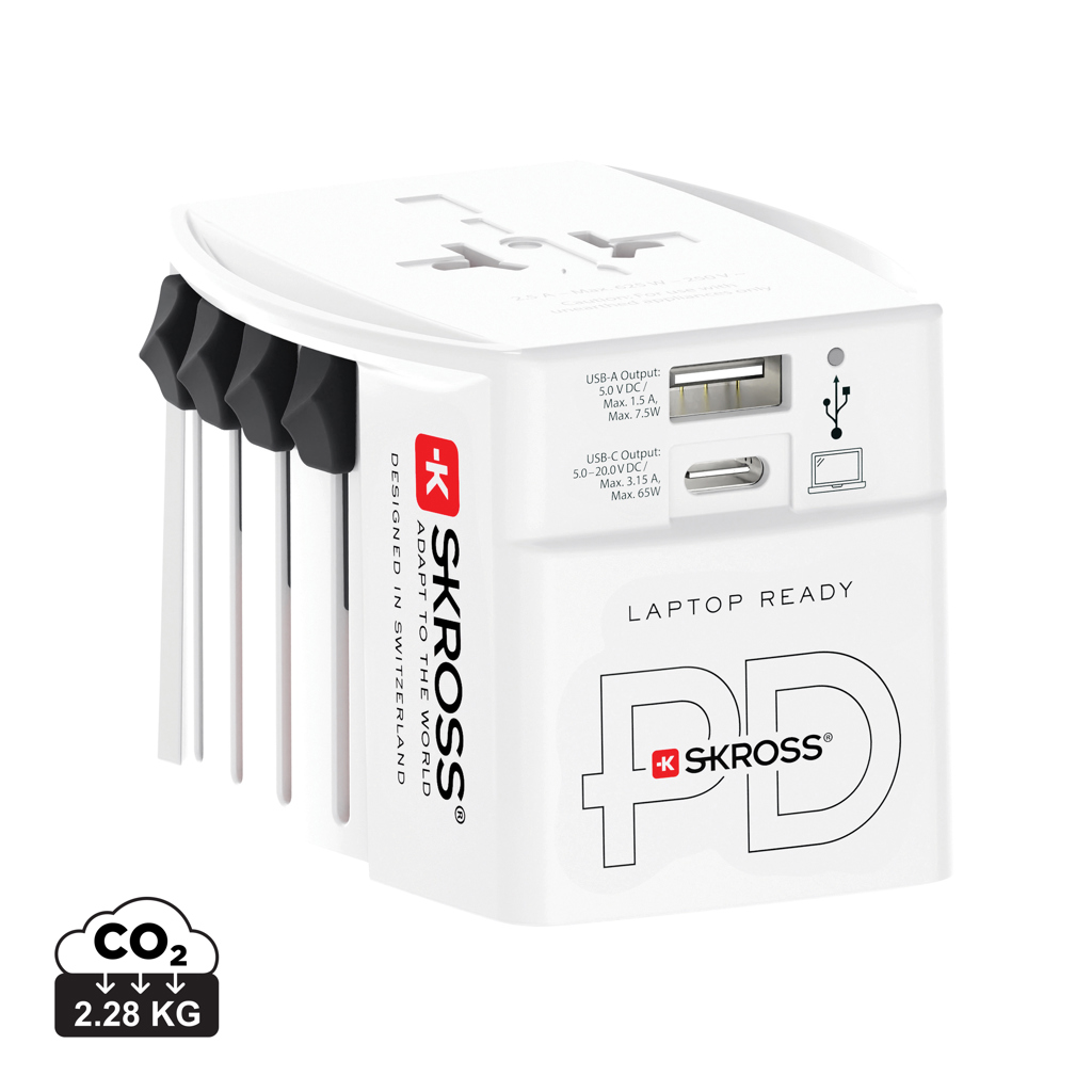 SKROSS World Travel Adapter MUV 65W PD mit USB-C-Kabel