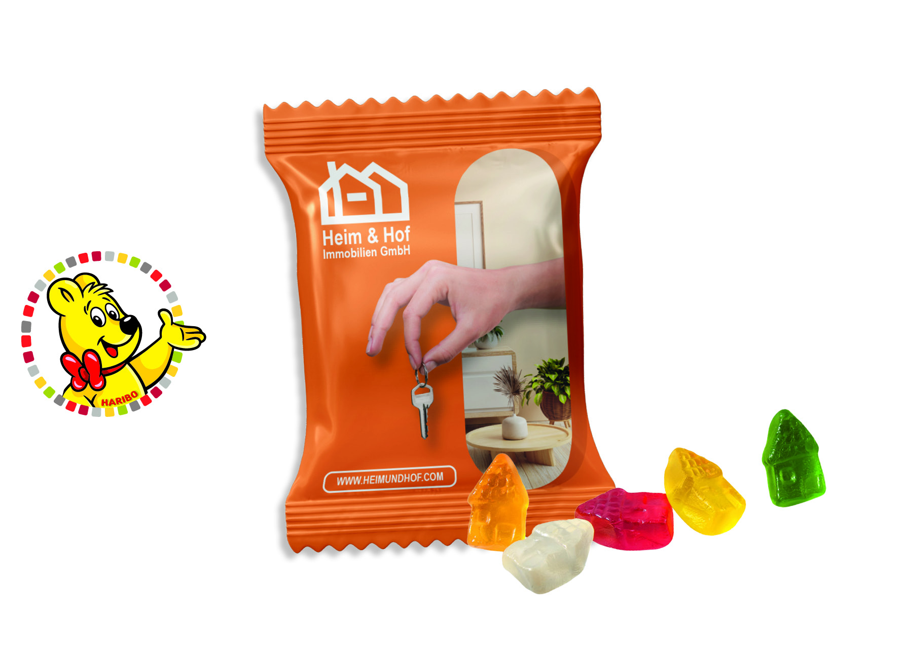 HARIBO Standardformen Werbetüte, Inhalt: HARIBO Häuser ca. 6,5 g