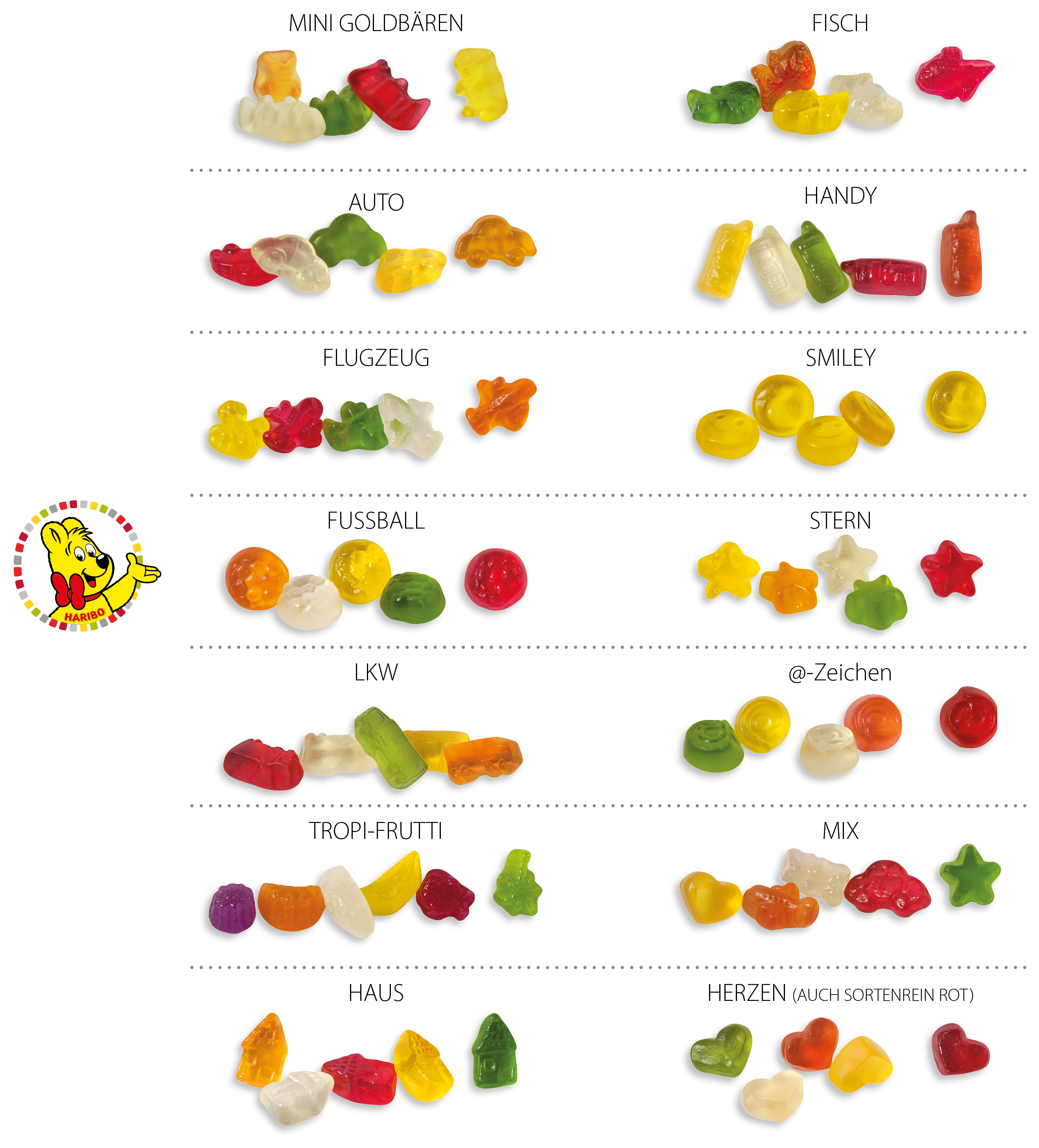 HARIBO Standardformen Werbetüte, Inhalt: HARIBO Herzen sortenrein ca. 10 g