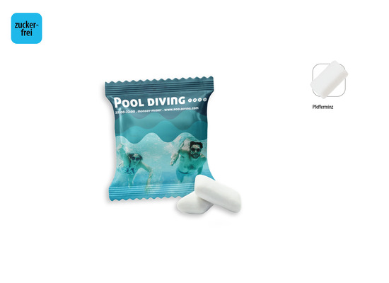 Kaugummi Dragees zuckerfrei Werbetüte, Inhalt: Kaugummi Dragees zuckerfrei ca. 2,5 g
