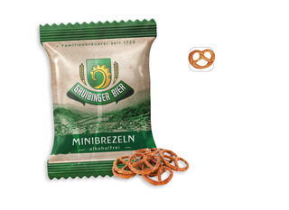Mini Salzbrezeln Werbetüte, Inhalt: Mini Salzbrezeln ca. 10 g